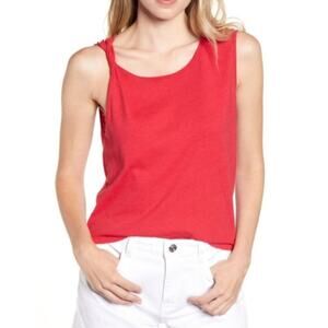 CURRENT/ELLIOT Tied Up Muscle Tank Linen Blend Red Size Large NEW